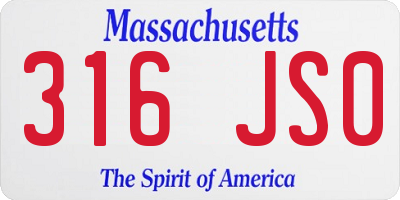 MA license plate 316JS0