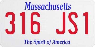 MA license plate 316JS1