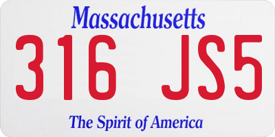 MA license plate 316JS5