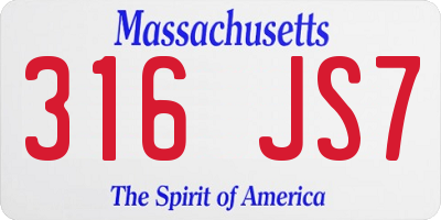 MA license plate 316JS7
