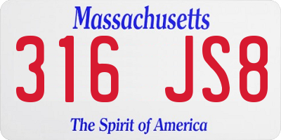 MA license plate 316JS8