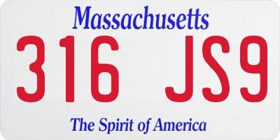MA license plate 316JS9