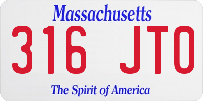 MA license plate 316JT0
