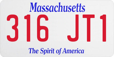 MA license plate 316JT1