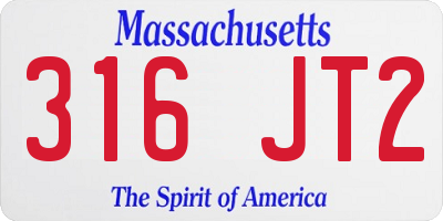 MA license plate 316JT2