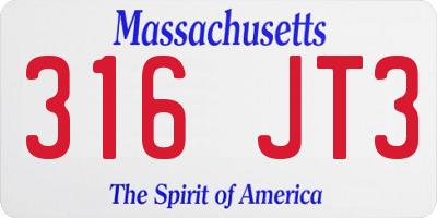 MA license plate 316JT3
