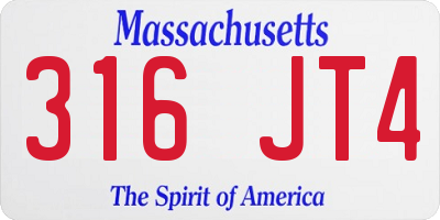 MA license plate 316JT4