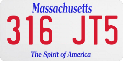 MA license plate 316JT5