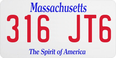 MA license plate 316JT6