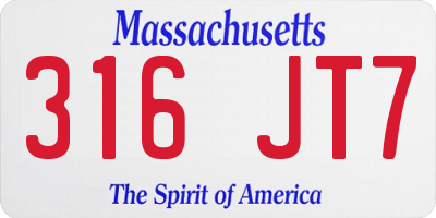 MA license plate 316JT7