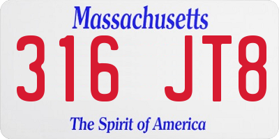 MA license plate 316JT8
