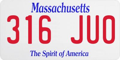 MA license plate 316JU0