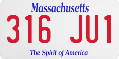 MA license plate 316JU1
