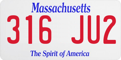 MA license plate 316JU2