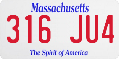 MA license plate 316JU4