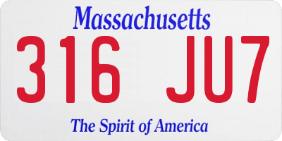 MA license plate 316JU7