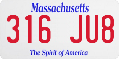 MA license plate 316JU8