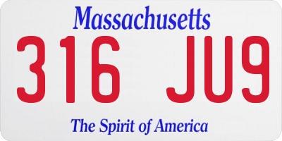 MA license plate 316JU9