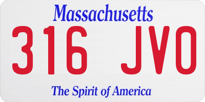 MA license plate 316JV0
