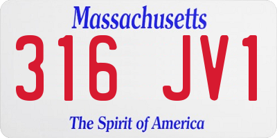 MA license plate 316JV1