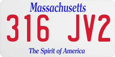 MA license plate 316JV2