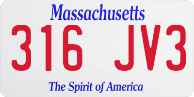 MA license plate 316JV3