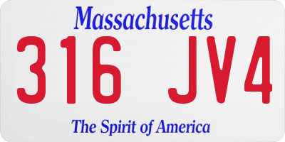 MA license plate 316JV4