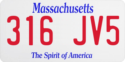 MA license plate 316JV5
