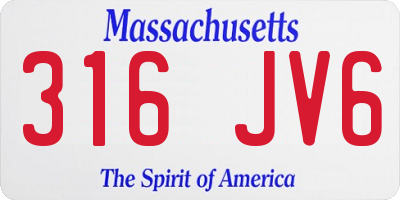 MA license plate 316JV6