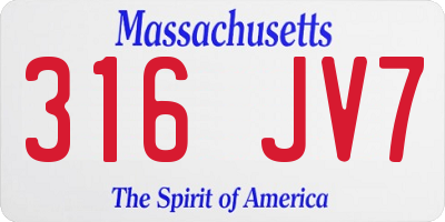 MA license plate 316JV7