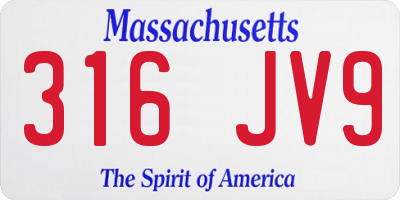 MA license plate 316JV9