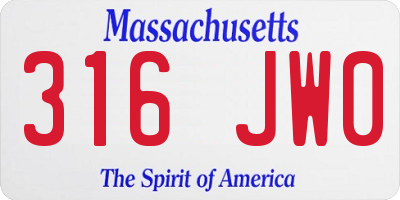 MA license plate 316JW0