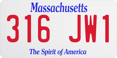 MA license plate 316JW1
