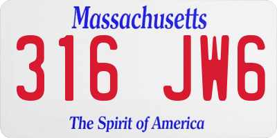 MA license plate 316JW6