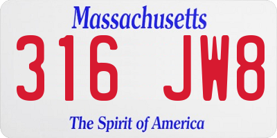 MA license plate 316JW8