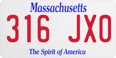 MA license plate 316JX0