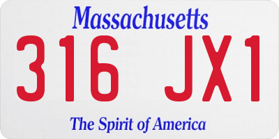 MA license plate 316JX1