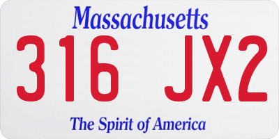 MA license plate 316JX2