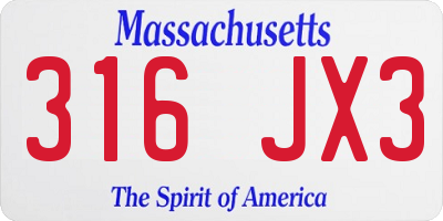 MA license plate 316JX3