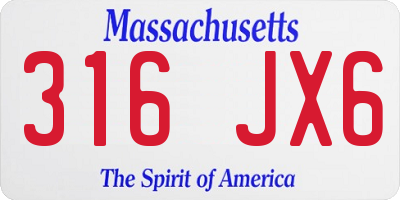 MA license plate 316JX6