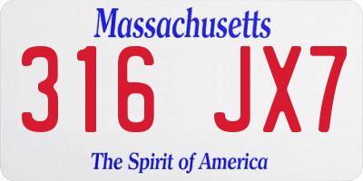 MA license plate 316JX7