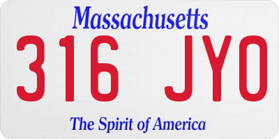 MA license plate 316JY0