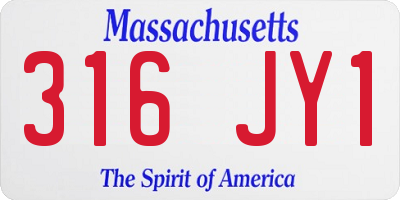 MA license plate 316JY1