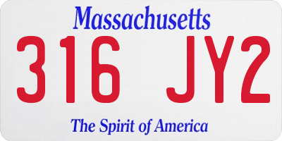 MA license plate 316JY2
