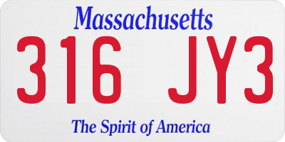 MA license plate 316JY3