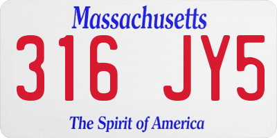 MA license plate 316JY5