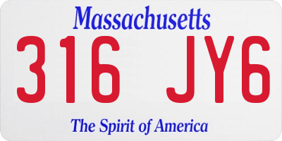 MA license plate 316JY6