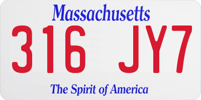 MA license plate 316JY7