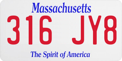 MA license plate 316JY8