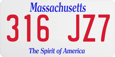 MA license plate 316JZ7